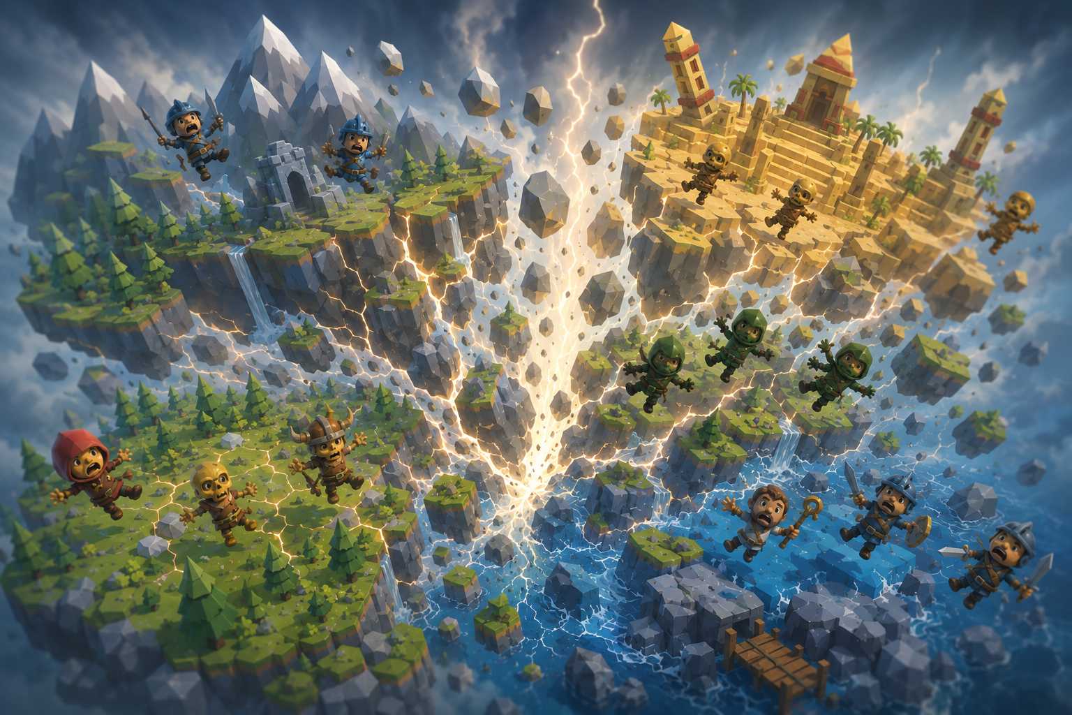 The Convergence event — continents collide with devastating force